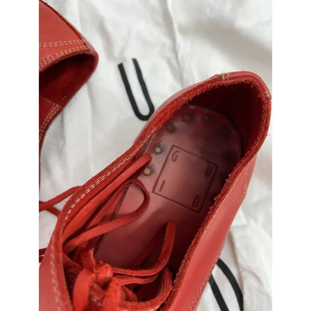 Guidi 792Z Red Leather Lace Up Round Toe Derby Shoes‎ Size 35